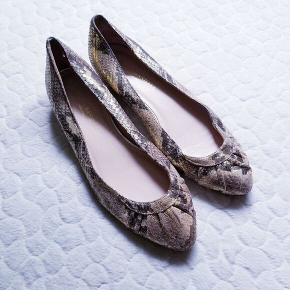 Loeffler Randall snakskin flats metallic embossed - Picture 2 of 10